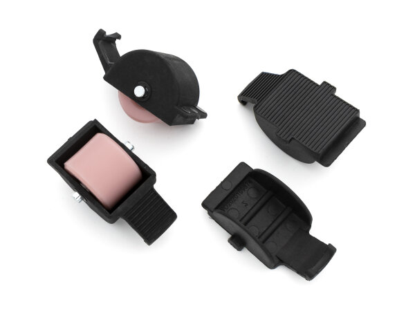 Conjunto de rodízios de substituição com tampas preto/rosa